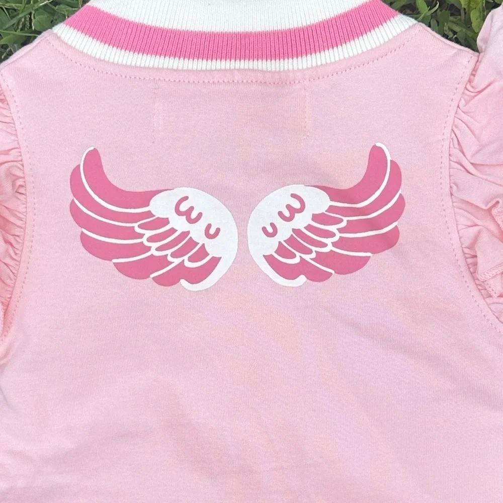 Paris Hilton Infant Girls Organic Cotton Pink Track Jacket Size 12M Ruffle NWT